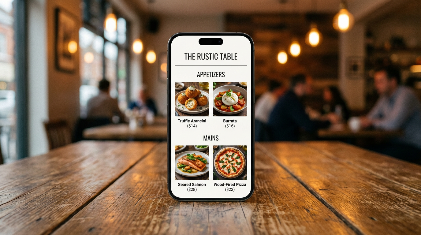 Menú digital en smartphone